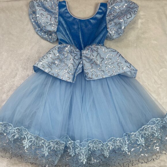Duokipolla Cinderella Style Dress Up Dress Girls 110cm (US 5) Tulle Blue Sequine - Picture 12 of 16